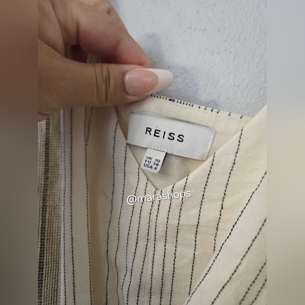 Reiss Kay Stripe Tie Front Striped Dress in Ivory - Picture 5 of 7